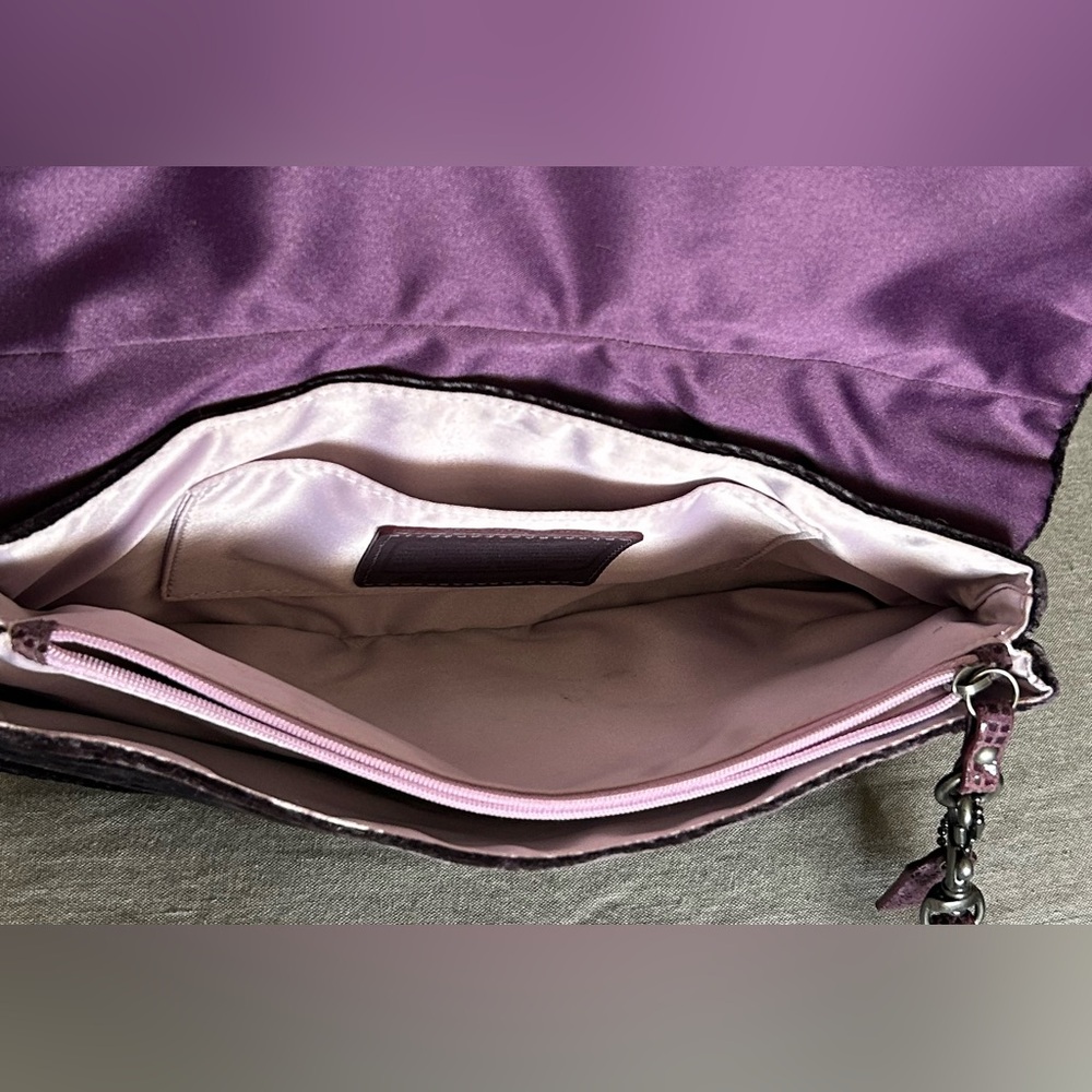 COACH Occasion Velvet w/Embossed Leather Trim Wristlet/Clutch in Plum - Picture 9 of 10